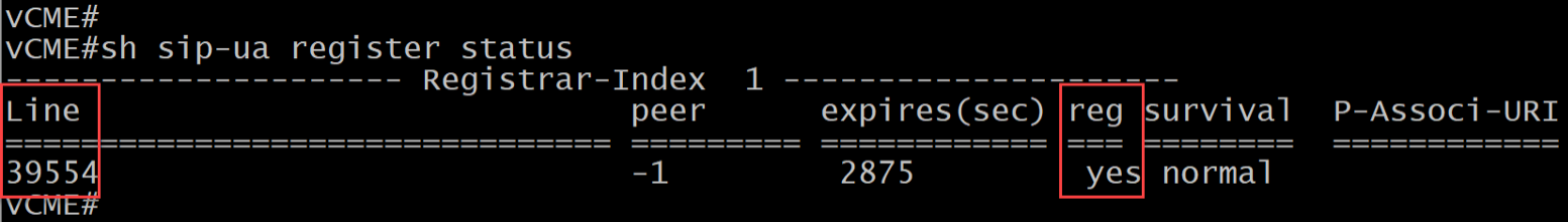 show sip-ua register status