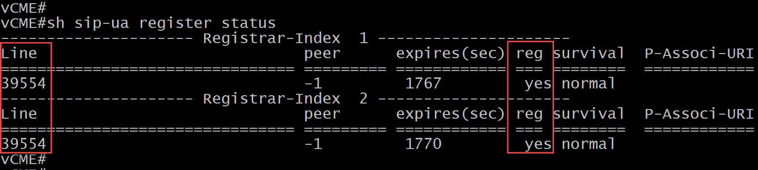 Show Sip Ua Register Status